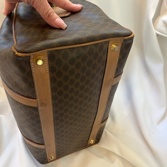 Celine Macadam Boston Triomphe coated canvas and leather handbag. - Picture 9 of 12